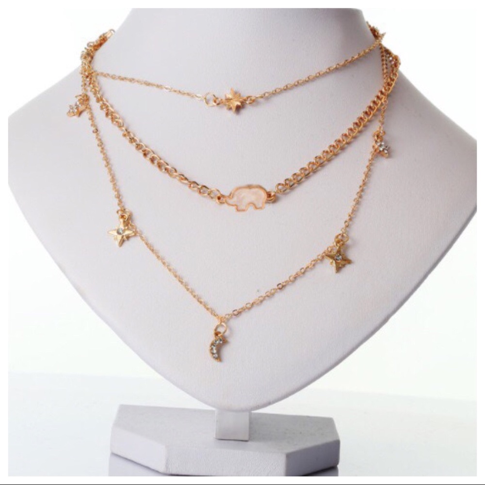 Boho Multi-layer Star Elephant Choker Necklace - Picture 2 of 2